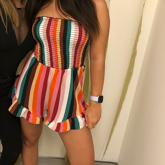 Audrey 3+1 Pants - Multi-Colored Striped Romper from Audrey 3+1 Size Small